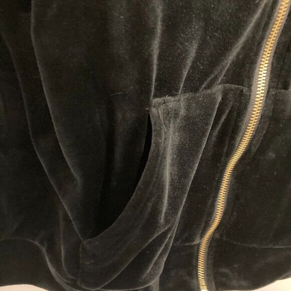 Buc-ees Black Velour Hooded Jacket Women's Large Full Zip Leopard Print Logo - Picture 5 of 7